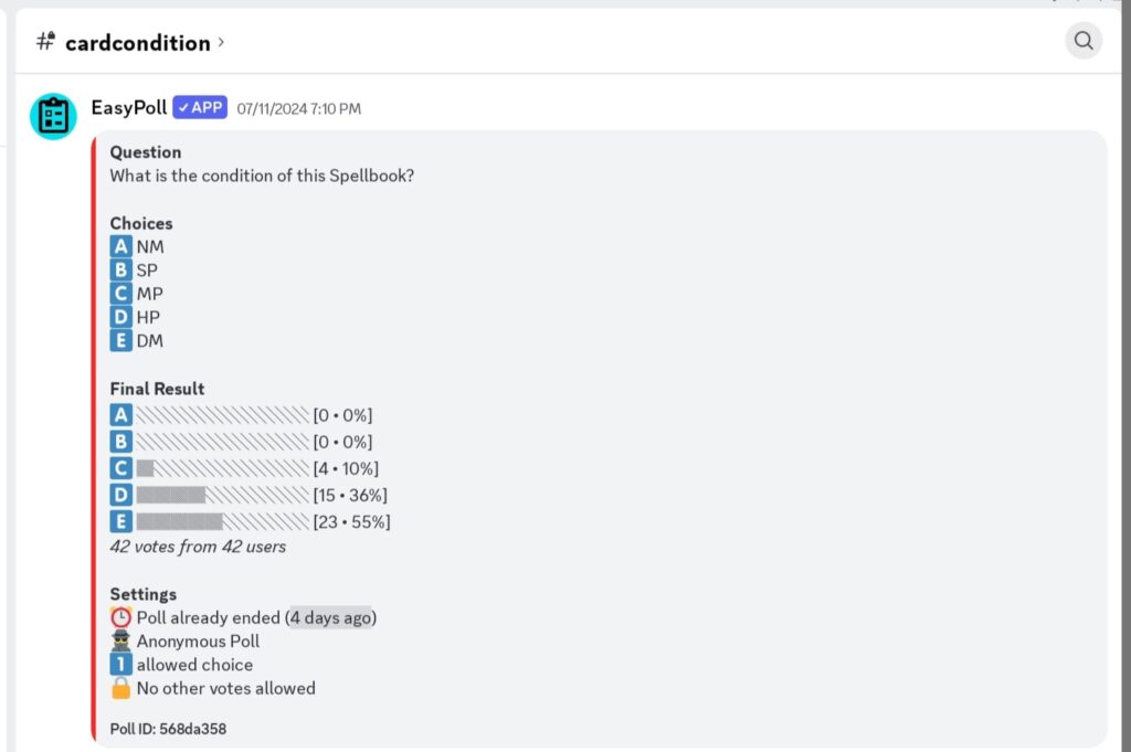 Spellbook condition poll.