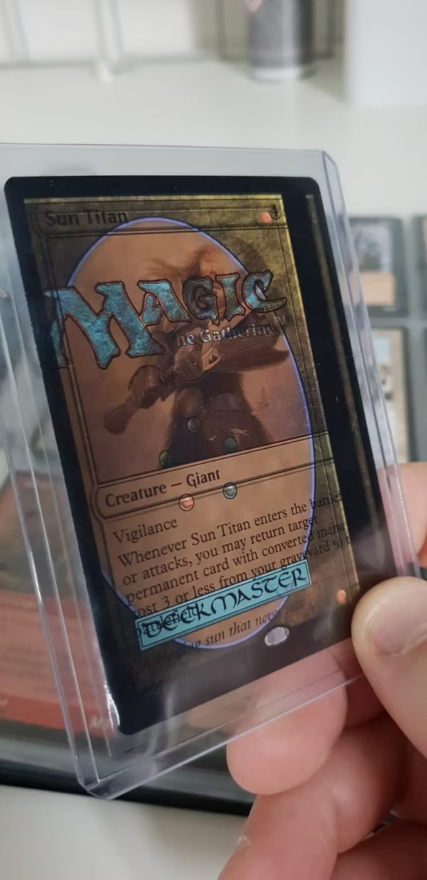 A misprint copy of Sun Titan from the double-printed Mystic Intellect Commander deck. Photo credit: Emiel van Daele