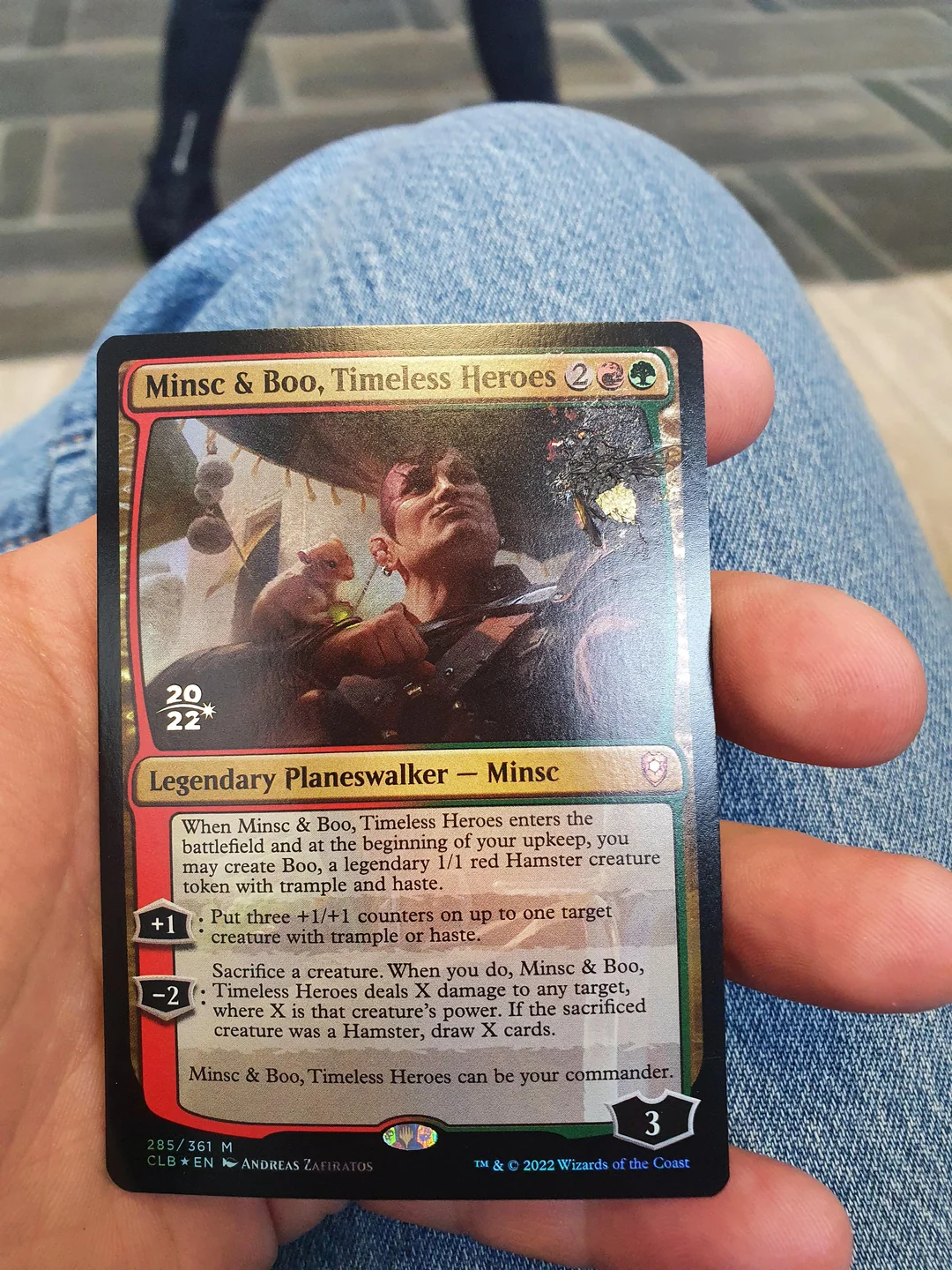 This copy of Minsc & Boo, Timeless Heroes was printed with a fly on the roller, leading to a pretty novel, if utterly gross, misprint. Photo credit: Redditor Alleywayjr