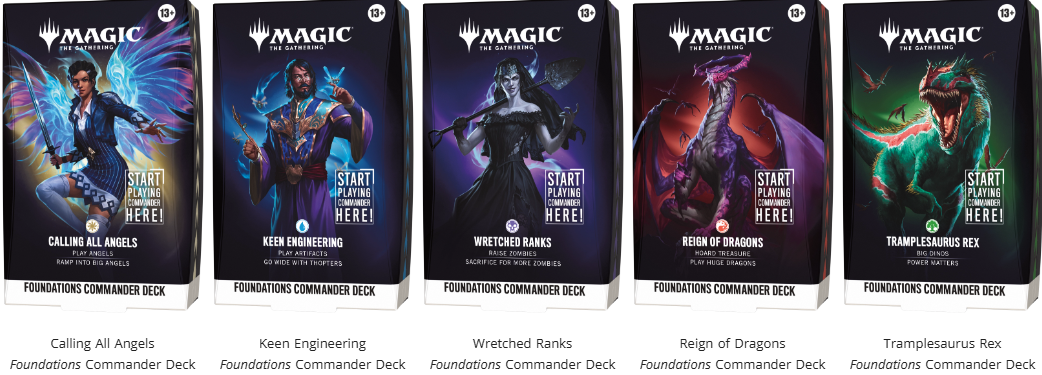 Magic: The Gathering Foundations Commander Decks. Image Credit Wizards of the Coast.